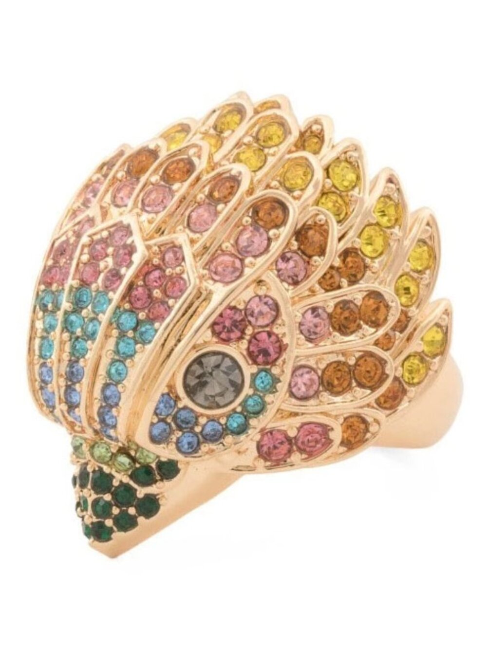 Kurt Geiger London Eagle Head Multi-Color Crystal Rainbow Ring - Picture 3 of 4
